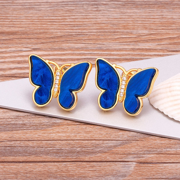 Fashion Luxury 9 Colors Shell Boho Butterfly Stud Earrings for Women