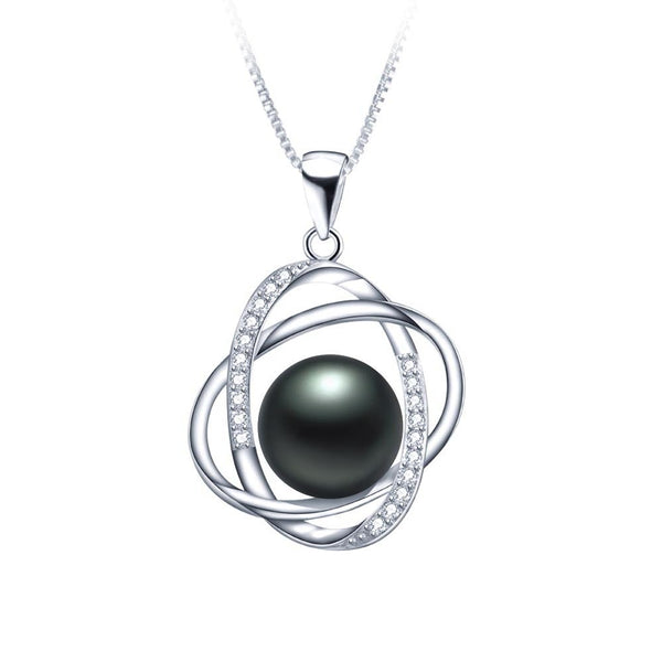 Natural Freshwater Pearl Zircon Pendant Cage Necklace