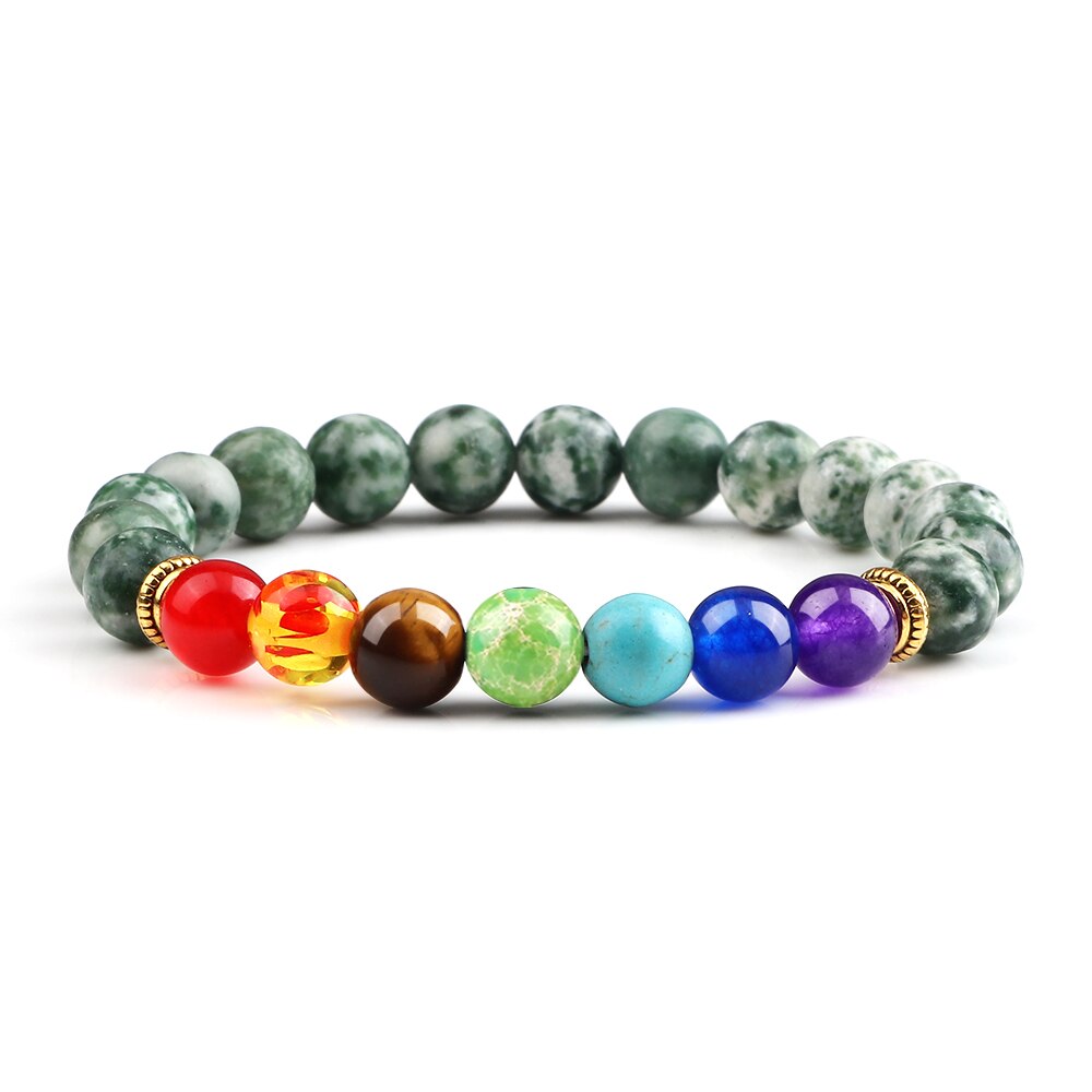 2Pcs Natural Stone 7 Chakra Healing Beaded Adjustable Braided Bracelets