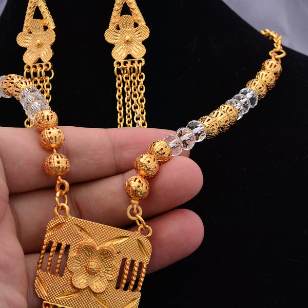 Dubai Gold Color Jewelry Sets For Women African Bridal Wedding Gifts