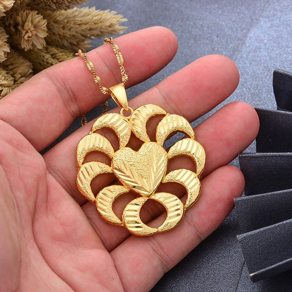 Gold Color Africa Birthday Party Party Dubai  Pendant Heart  Chain Necklaces