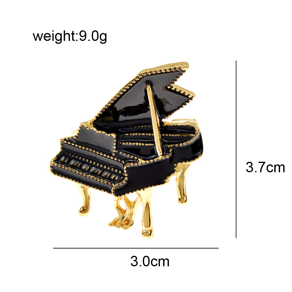 Enamel Tripod Piano Brooch Musical Instrument Design Jewelry