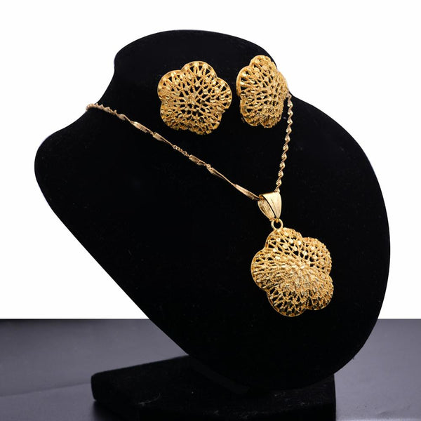 Ethiopia 24K gold color Dubai jewelry sets women African Party wedding gifts