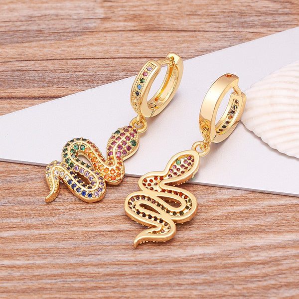 New Fashion Design Personality Luxury AAA Zircon Snake Earrings for Women