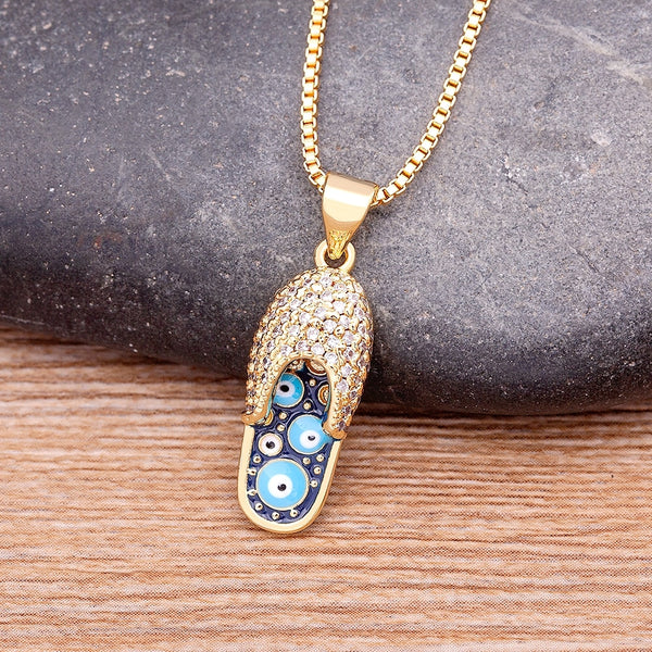 New Fashion Design Gold Plated Blue Evil Eye Necklace For Women