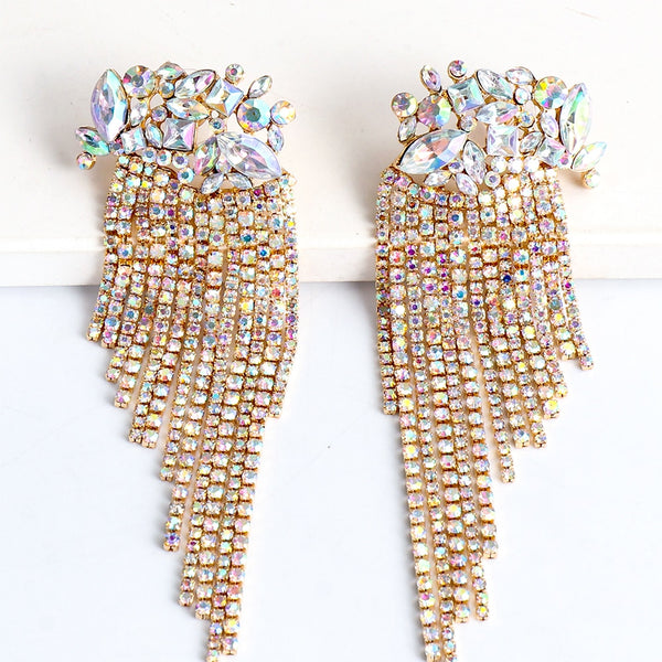 New Retro Crystal Tassel Earrings Crystal Earrings