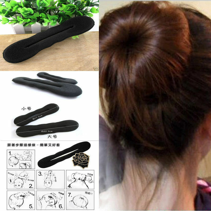 Multi size Sponge Black Hair Styling Donut Bun Curler Maker