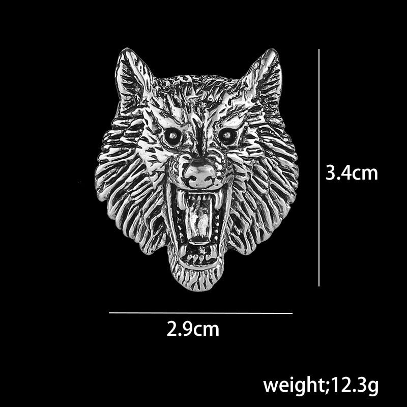 New Vintage Wolf Head Metal Brooch Pin Suit Coat Badge Animal Lapel Pins Fashion Brooches