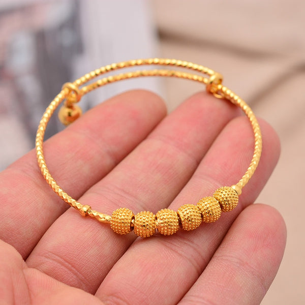 1Pcs Gold Color Bead Bracelets Bangles for Little 3-9 Years Baby Girl Bracelet