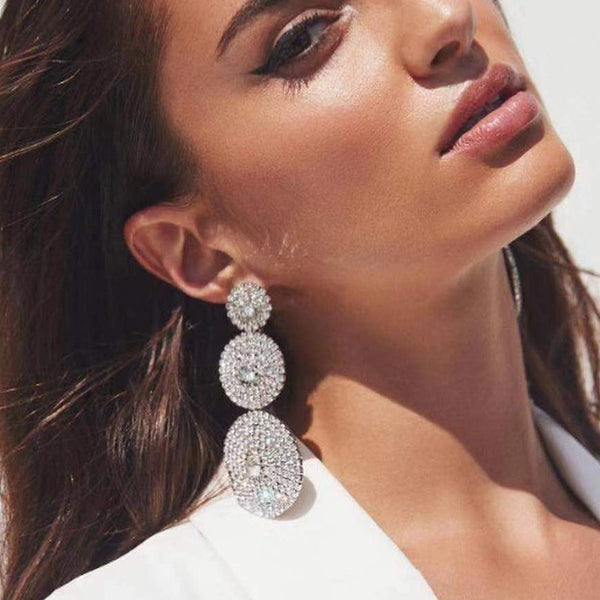 European Exaggerated Multi-layer Round Drop Earrings Women