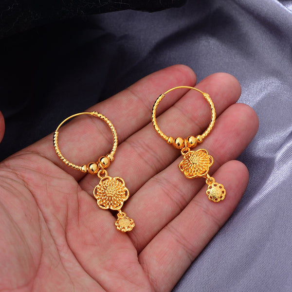 Dubai Small 24k Gold Color Earrings  For Women Twist African Party Wedding Gifts