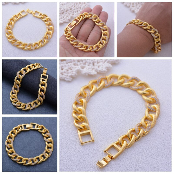 Ethiopia  Fashion Charm AAA Cubic White Zircon Gold Color Jewelry Bracelets For Woman