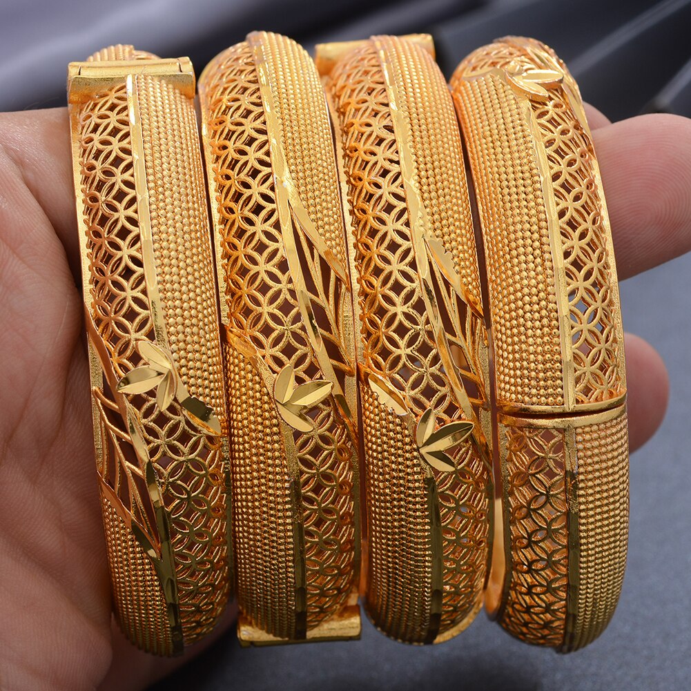 4Pcs Banlges For women 24K Gold Color Bracelets