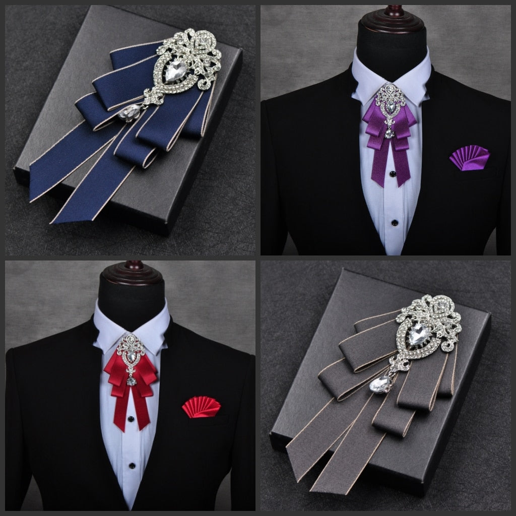 High-end British Style Bowties Multi-layer Neckties Bow Tie for Men