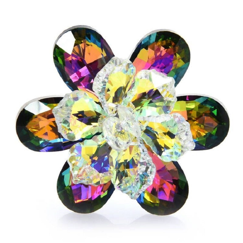 hining Glass Flower Brooches For Women