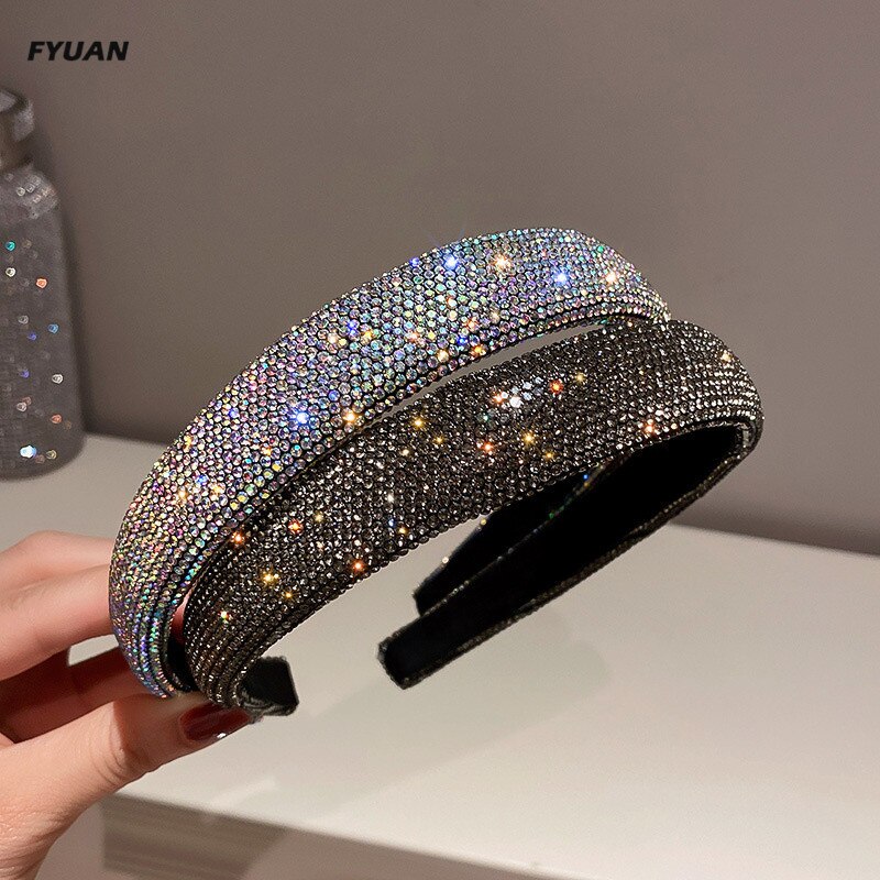 Shiny Rhinestone Headbands Silver Color Hairbands Headwear for Women