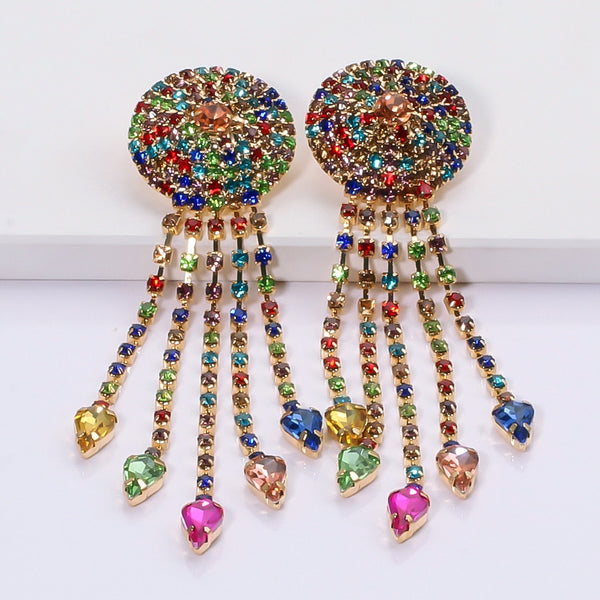 New Arrival Colorful Rhinestone Statement Earrings For Women