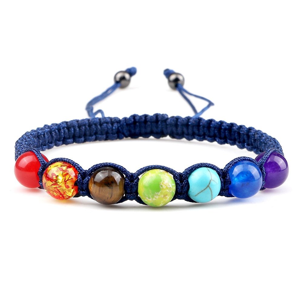 Yoga 7 Chakra Natural Stone Beads Bracelets Women Men Paryer Balance