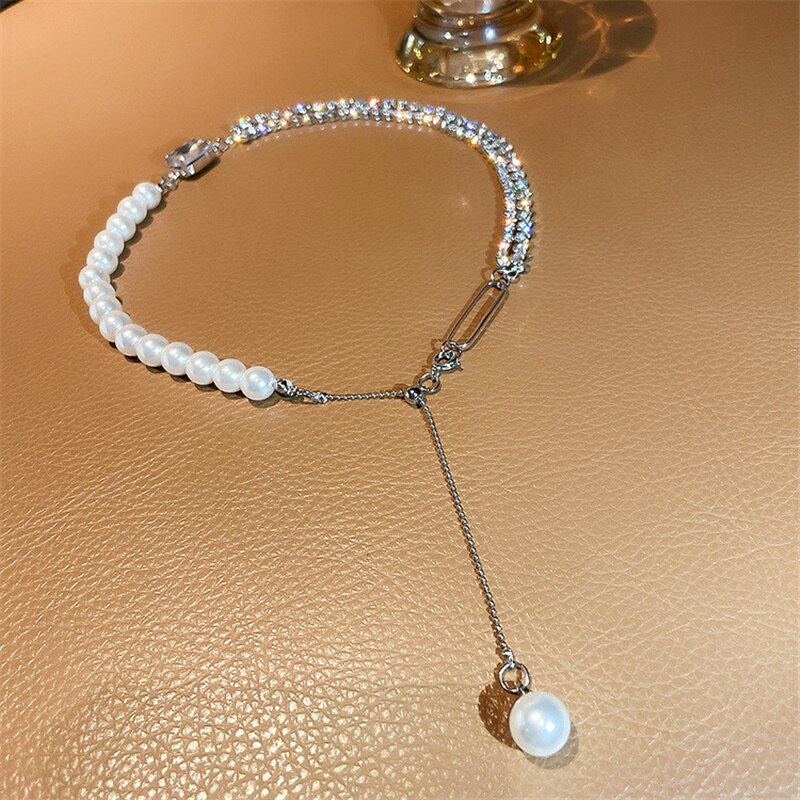 Korean Style Zircon Crystal Choker Necklaces for Women