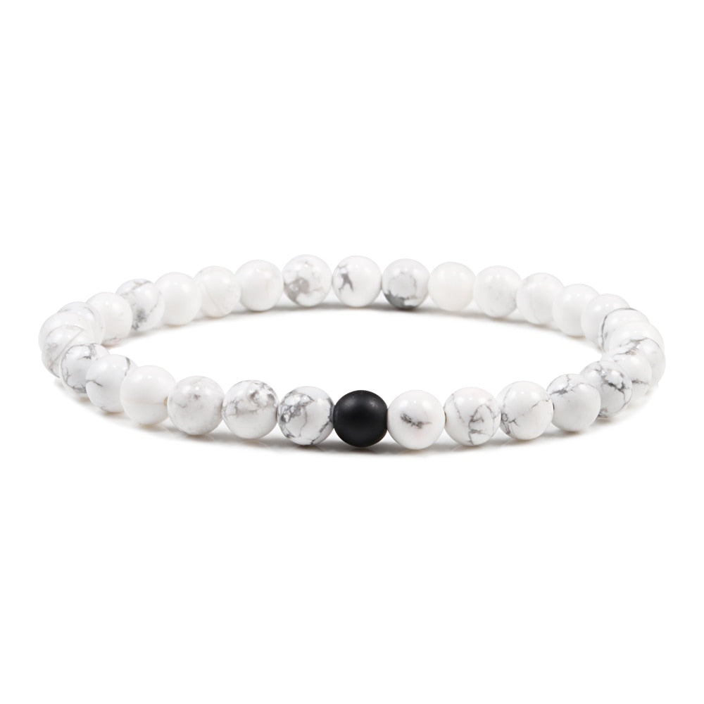 Black White Natural Stone Yoga Beaded Bracelets Men Women