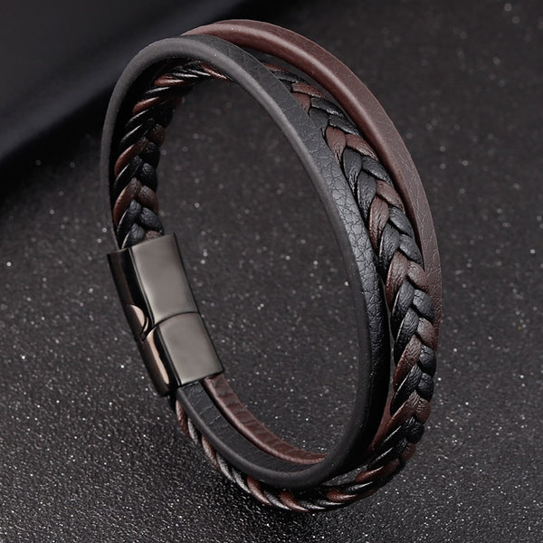 New Design Multi-layers Handmade Braided Genuine Leather Bracelet