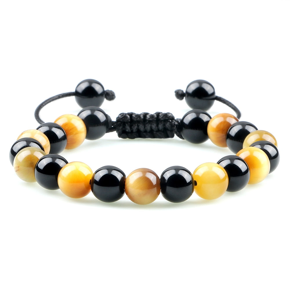 High Quality Blue Tiger Eye Stone Bracelet Adjustable Size Braided Onyx Beads Bracelets