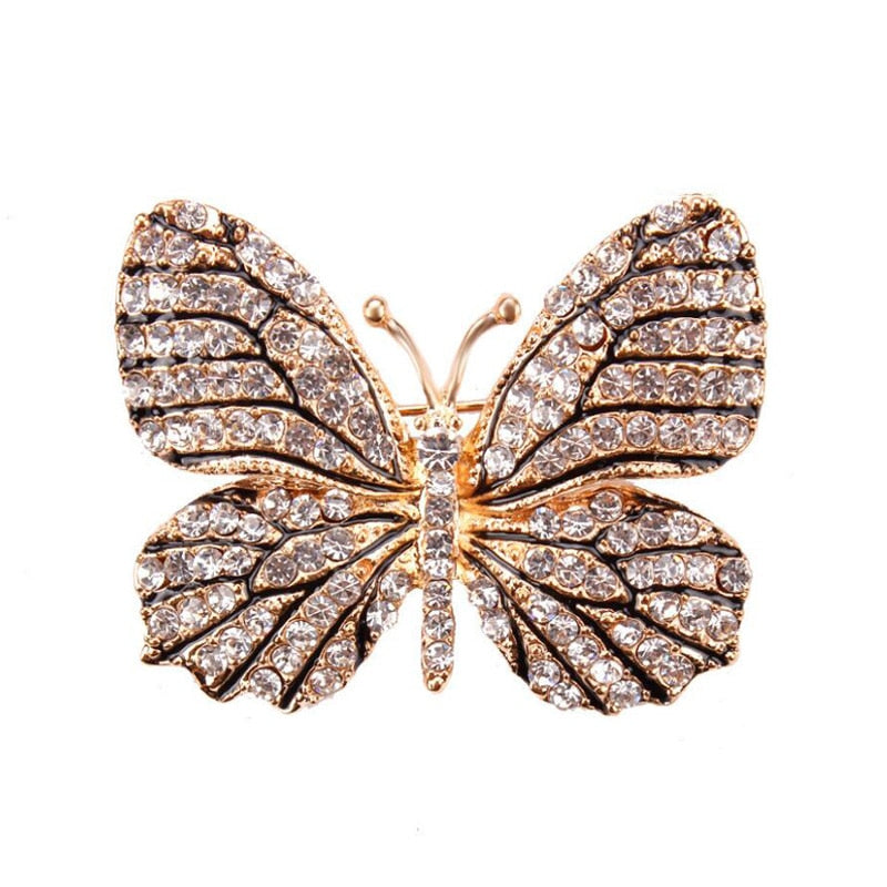 Zinc Alloy Butterfly Brooch Woman Clothing Rhinestone Brooch For Women