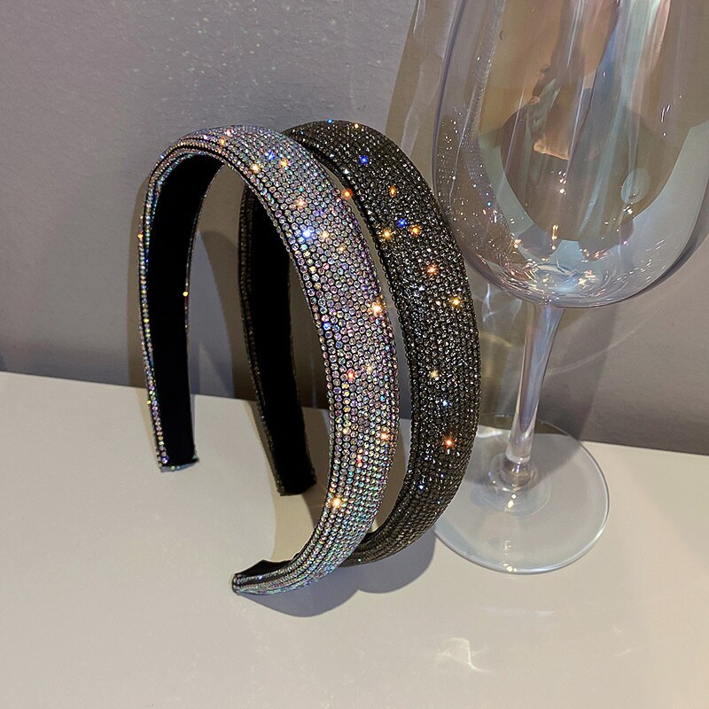 Shiny Rhinestone Headbands Silver Color Hairbands Headwear for Women