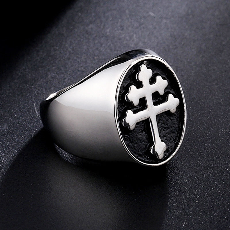 Classic Lorraine Cross Signet Ring for Men