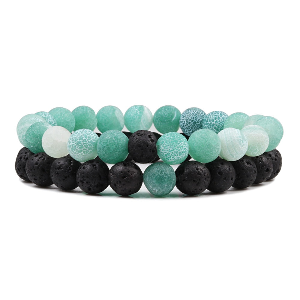 Fashion Natural Purple Weathered Stone Charm Bracelet Malachite Bangles Women Men