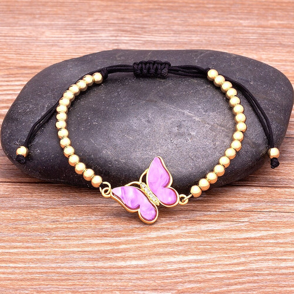 Luxury Classic Zircon Handmade Butterfly Bracelet 9 Colors Choice Women