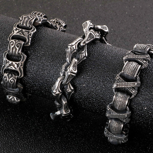 Vintage Solid Stainless Steel Bracelet For Men