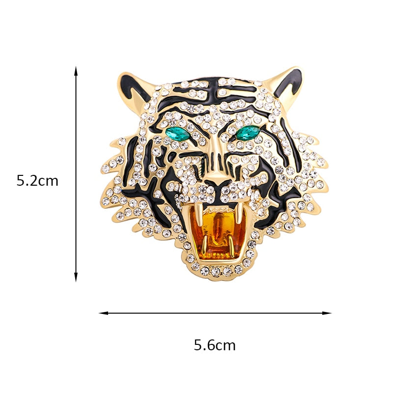 Rhinestone Roaring Tiger Brooches Women Men