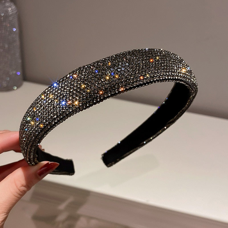 Shiny Rhinestone Headbands Silver Color Hairbands Headwear for Women