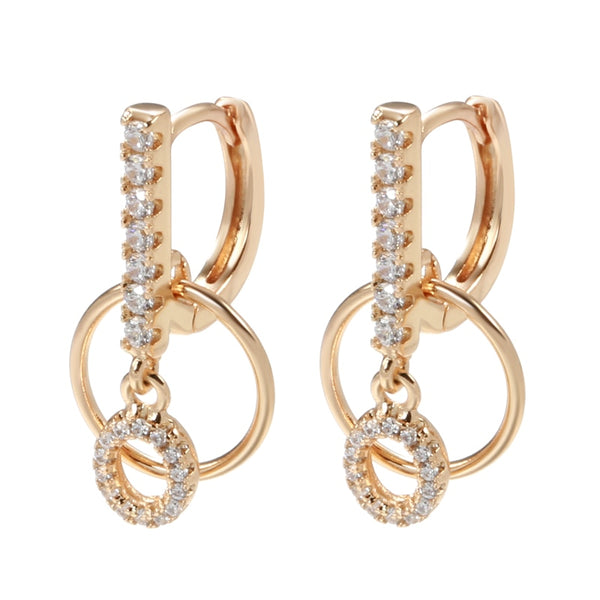 New Zircon Hoop Earrings 585 Rose Gold Pendant for Women