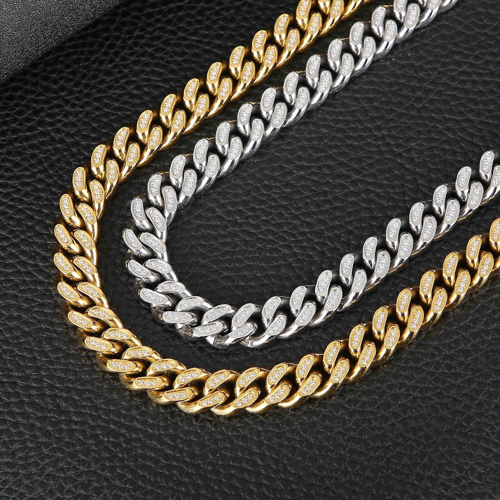 Hiphiop 12MM Cuban Link Curb Chain Necklace for Men