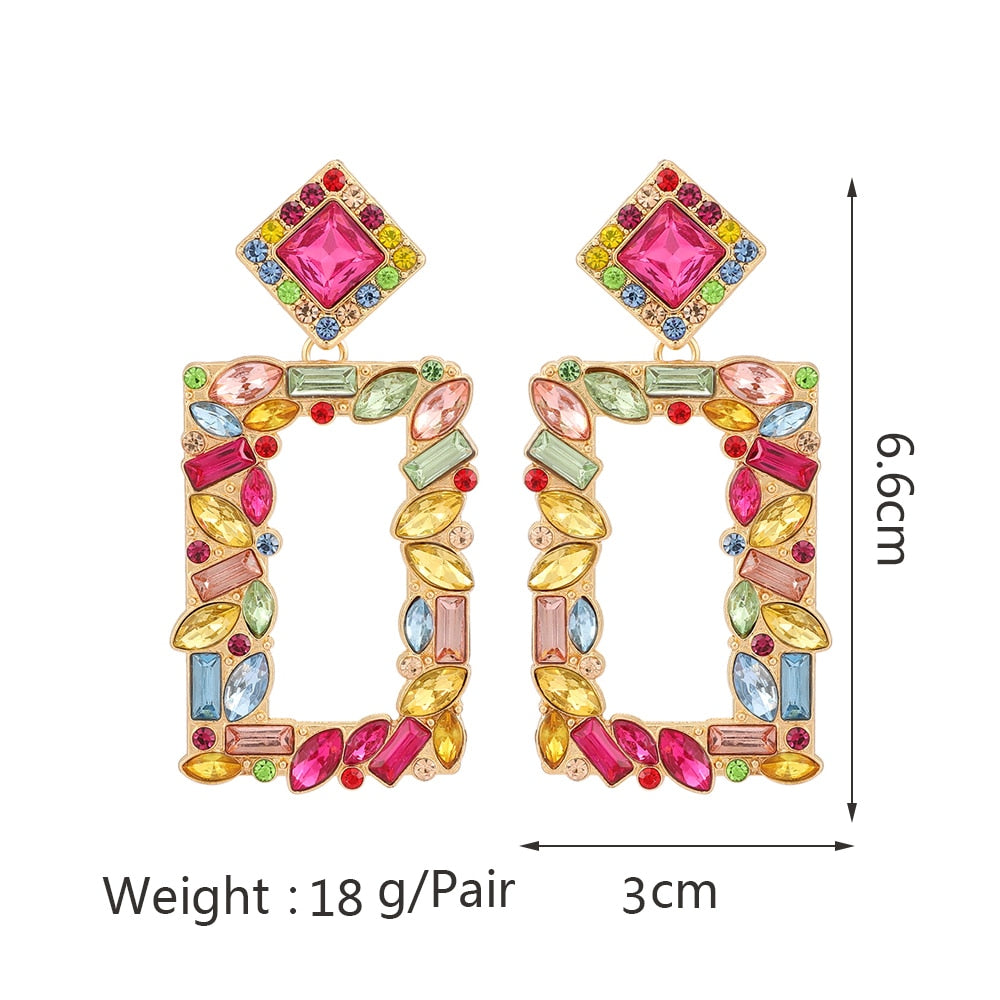 Fashion Boho Multicolor Square Drop Dangle Earrings For Women