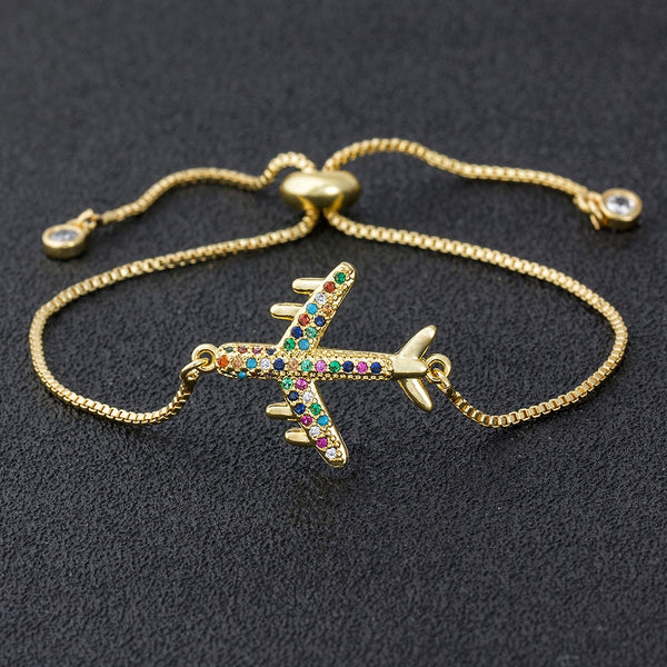 New Arrival Copper CZ Aircraft Chain Bracelet For Women