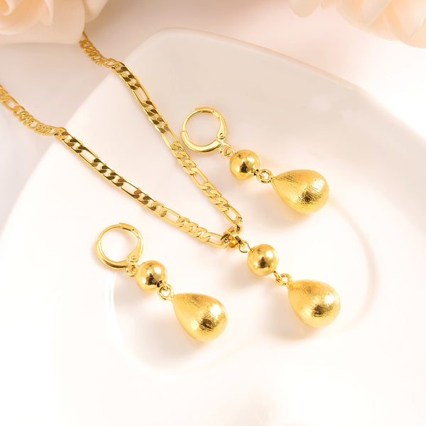 24k  Ball Beads Necklace Earrings for Women/Girls