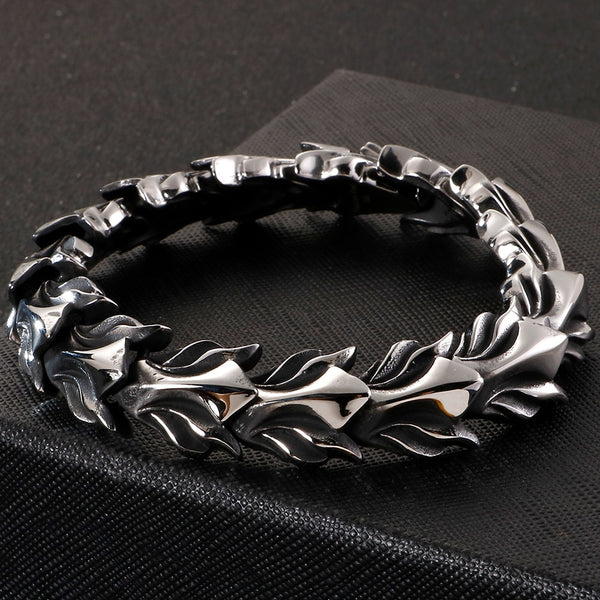 17MM Keel Chain Bracelet For Men Old Silver Color Stainless Steel Men's Bracelets