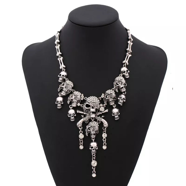 Vintage Skull Tassel Necklaces for Women Men