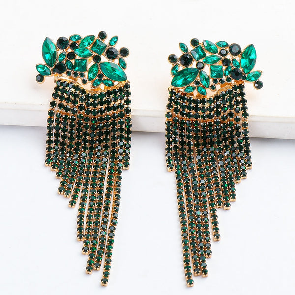 New Retro Crystal Tassel Earrings Crystal Earrings