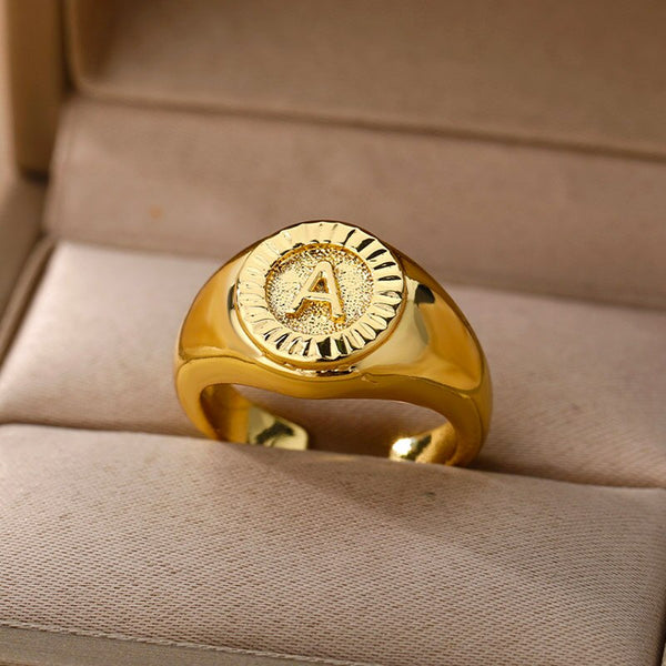 Engrave Initial Letter Rings For Women