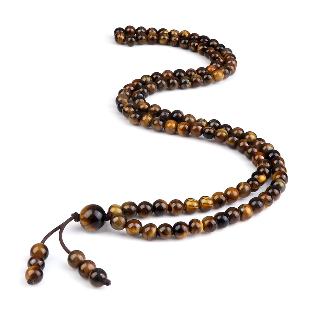 Men Beaded Necklace 6mm Natural Tiger Stone Onyx Stretch Necklace