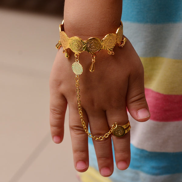 Gold Color Baby Coin Bangles Dubai Jewelry Bracelet