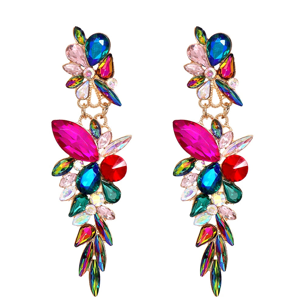 New Colorful Rhinestone Earrings High Quality Crystal Drop Earring