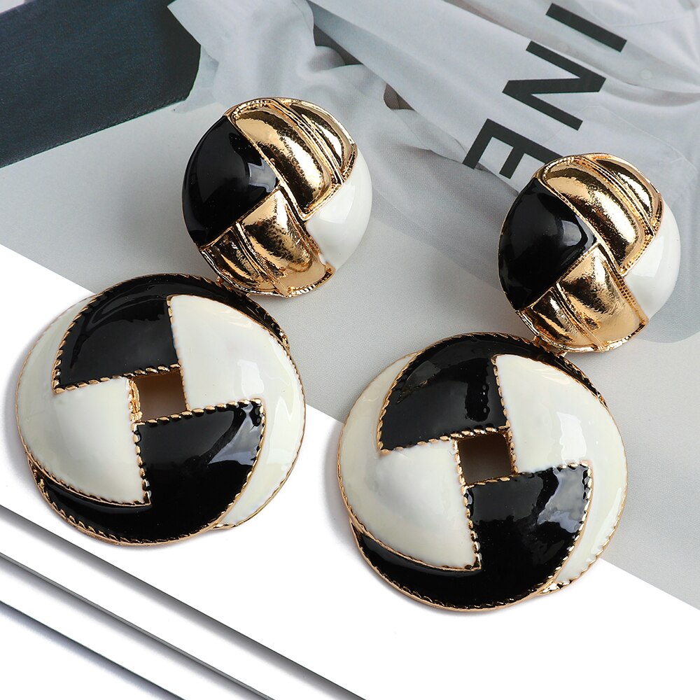 Fashion Double Round Za Dangle Earrings High-Quality Luxury Ear Accessories For Women