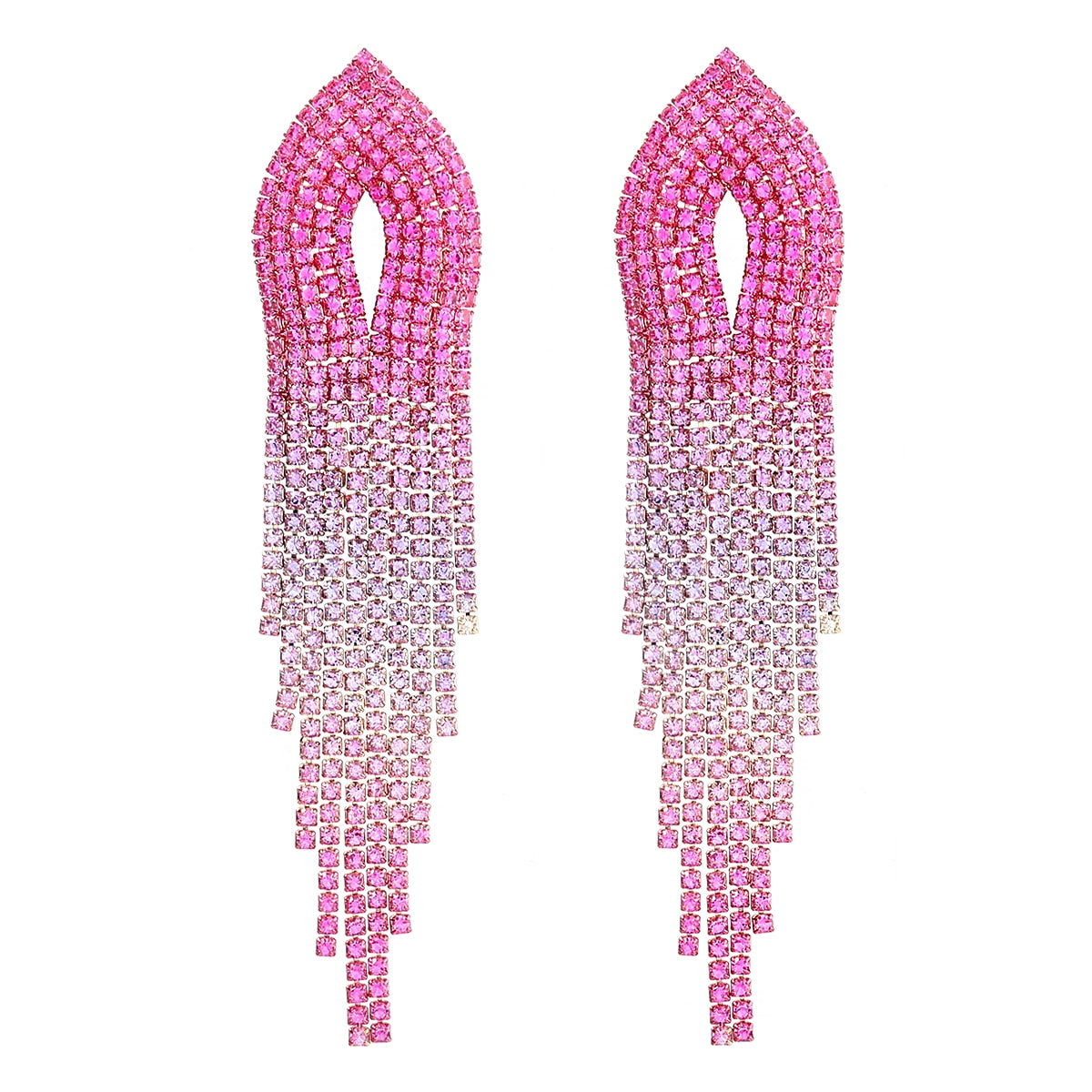 Fashion Metal Rhinestone Gradient Tassel Earrings Girl Creative Popular Dangle Earrings