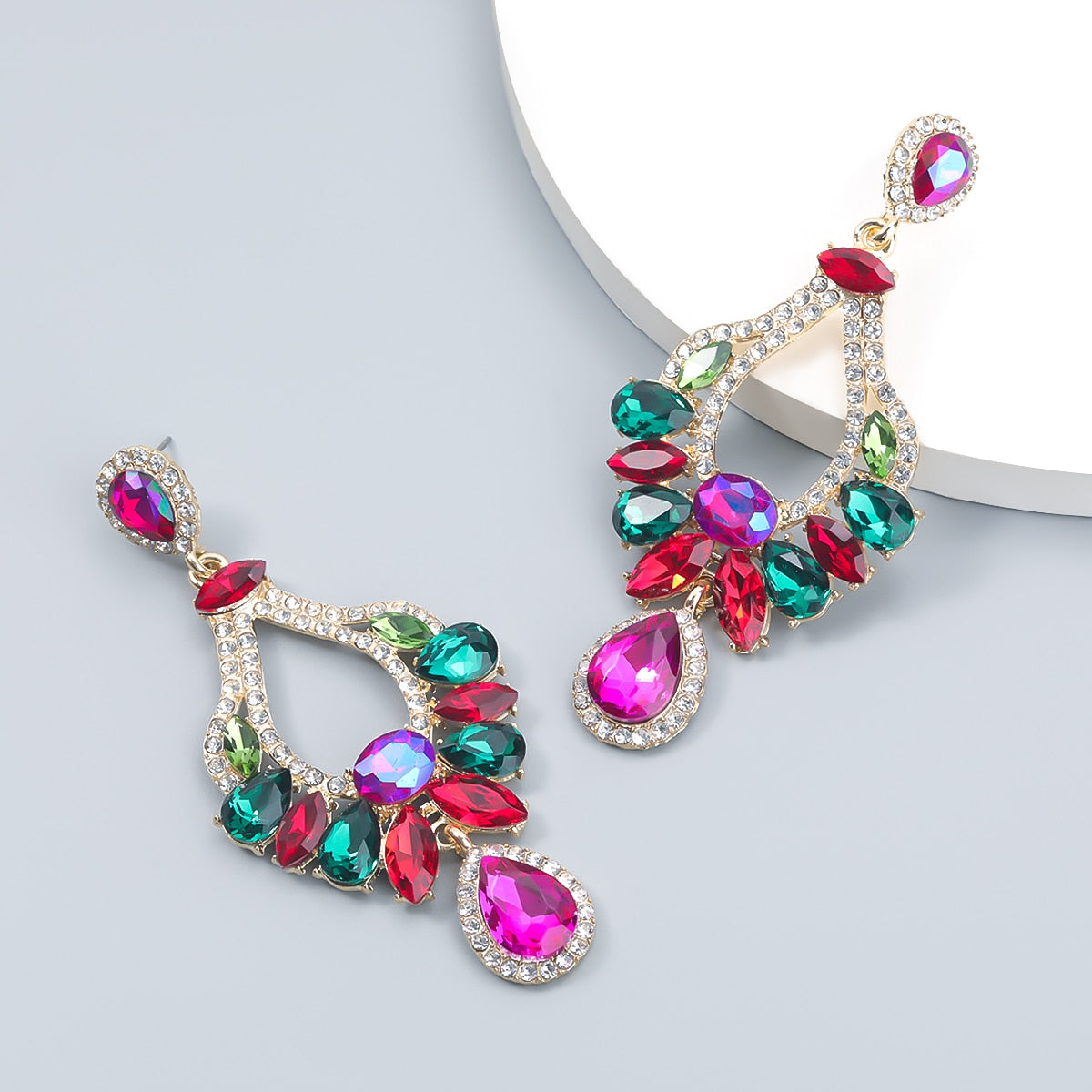 Fashion Metal Rhinestone Geometric Earrings Women