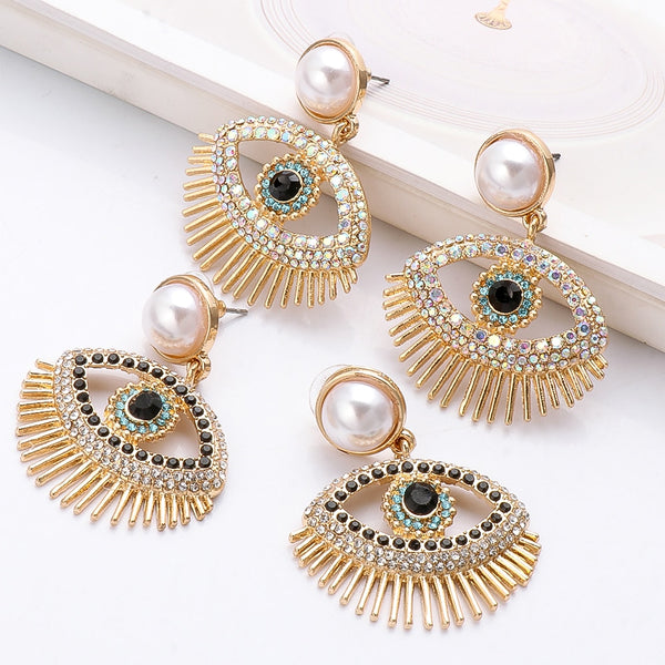 New Luxury Colorful Crystal Evil Eyes Drop Dangle Earrings